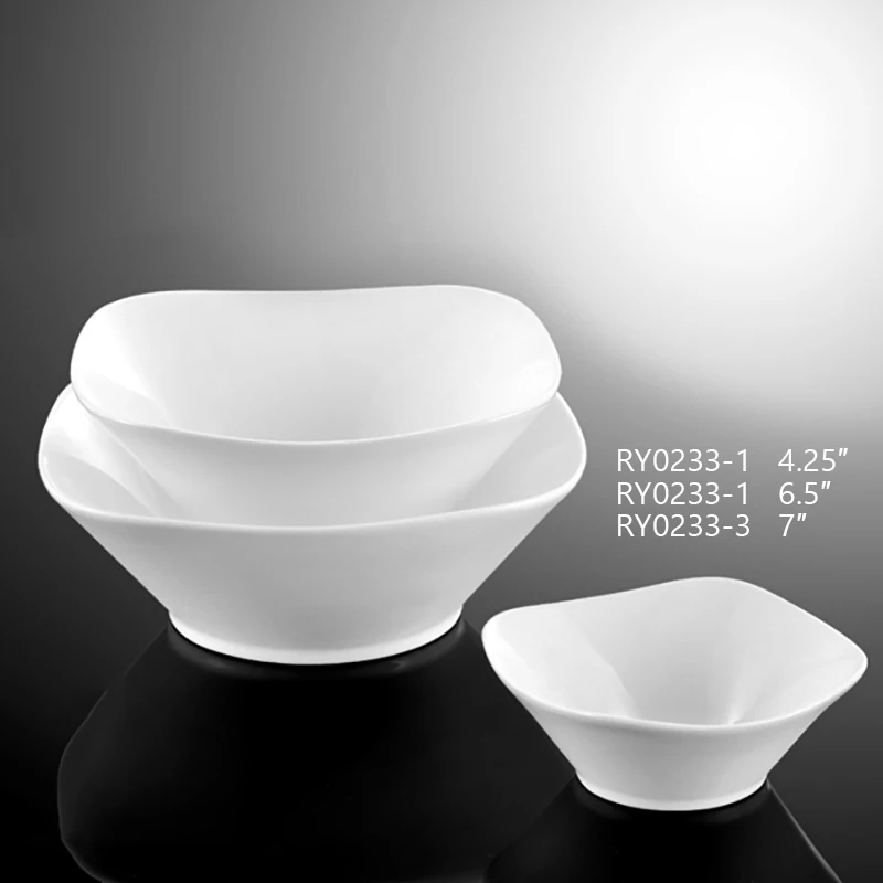 Квадратная чаша Продукт Серия Эмми Чаша для рамэна «Шведский стол» Керамическая фарфоровая белая квадратная миска