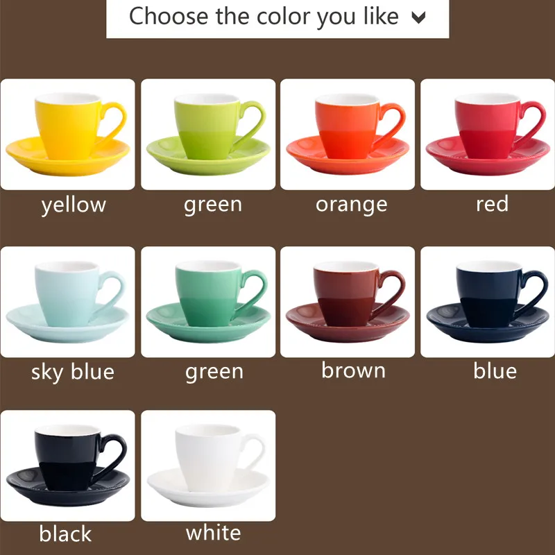 Custom 80cc Glazed Coffee Cup Set Nordic Candy Color Ceramic Cups & Saucer Porcelain Espresso Coffee Mug