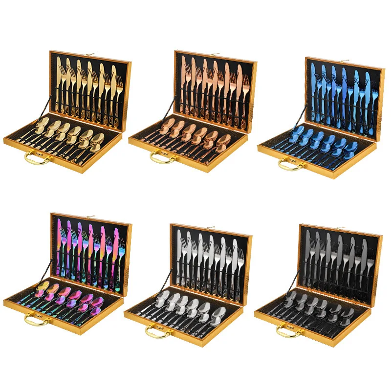 Лучший многоразовый подарочный набор столовых приборов из нержавеющей стали, вилка, ложка, нож для свадьбы и использования на кухне