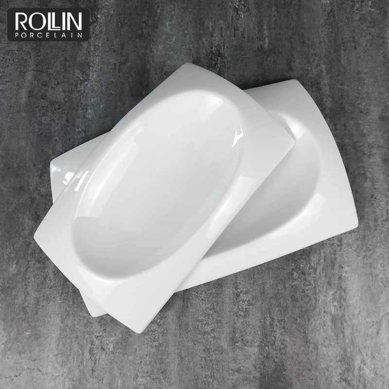 Белые фарфоровые обеденные квадратные тарелки Столовая посуда для гостиниц квадратной формы Белая керамическая квадратная фарфоровая тарелка для поставщиков отелей