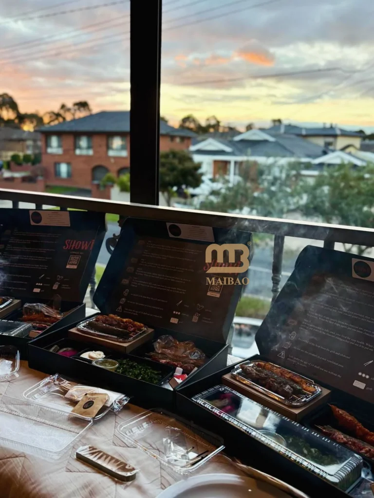 Уникальная арабская бумажная коробка для барбекю на вынос со встроенными грилями для барбекю, набор отделений для древесного угля, шампуры, шашлыки, упаковка для жаркого