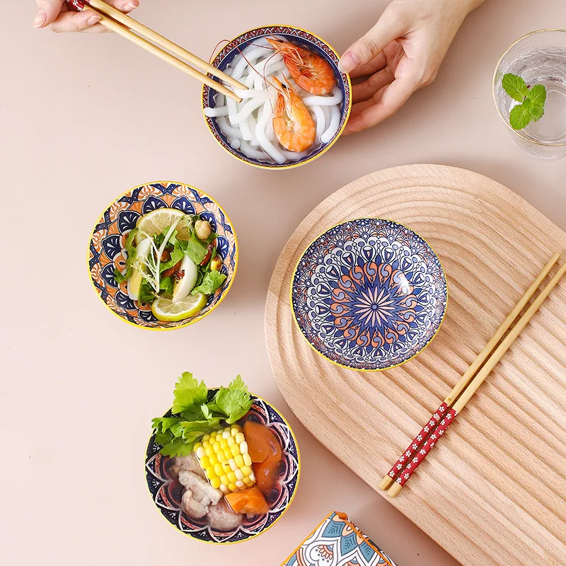 Bohemian Bowls Chopsticks Blue and White Ceramic Tableware Set Gift Bowls Wedding Returns Event Gifts Plates and Bowls Set