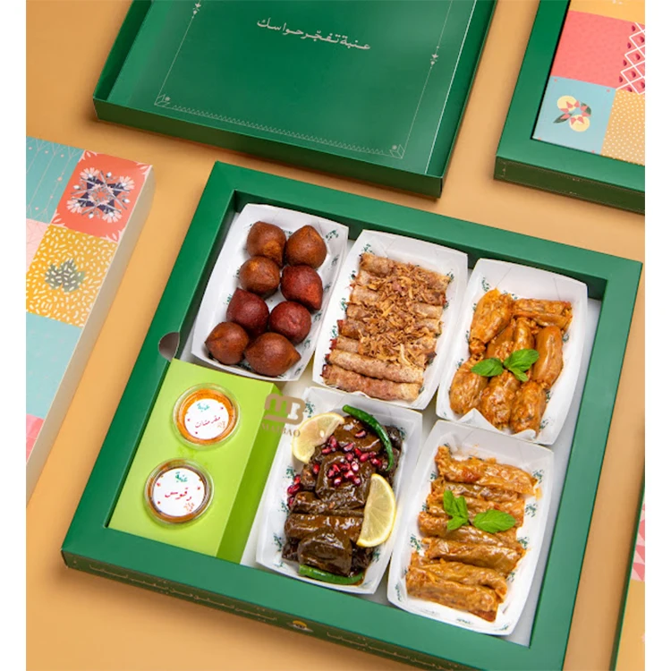 Арабские продукты, коробка для соуса, коробка для упаковки шариков Киббе на вынос, коробка для сыра и булочек со шпинатом, коробка для кейтеринга с разделителями