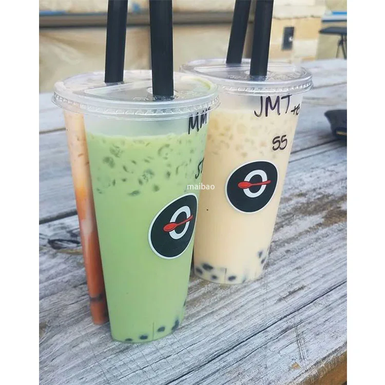 Чашки для чая Boba с логотипом, пластиковые близнецы, одноразовые разделенные пластиковые стаканчики, 16 унций, 700 мл, чашка из полипропилена для свежего сока с двумя вкусами