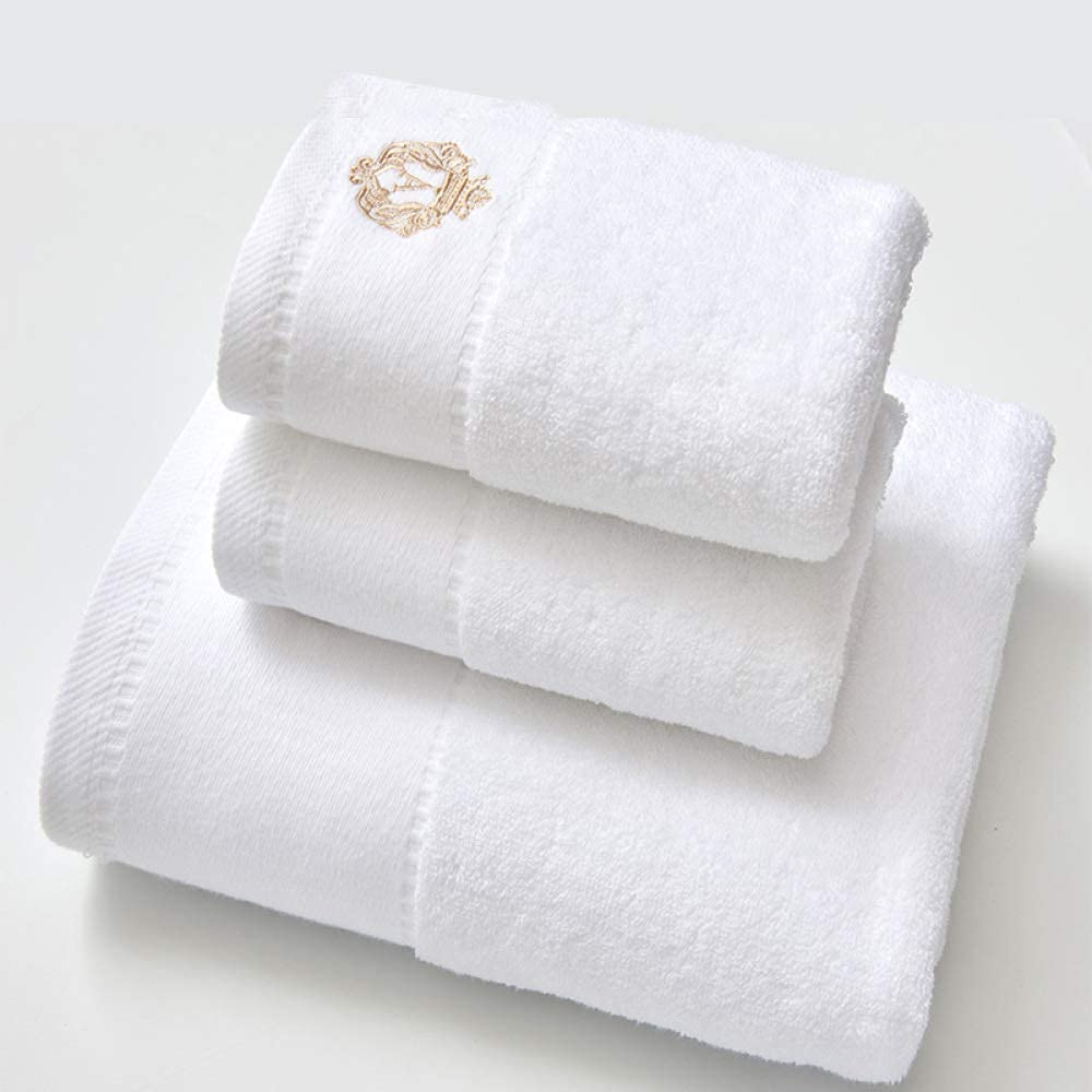 Customized 100% Cotton Terry Luxury Bath Towels Solid Color White Hotel Towels Embroidered Logo Knitted Disposable Towel Sets