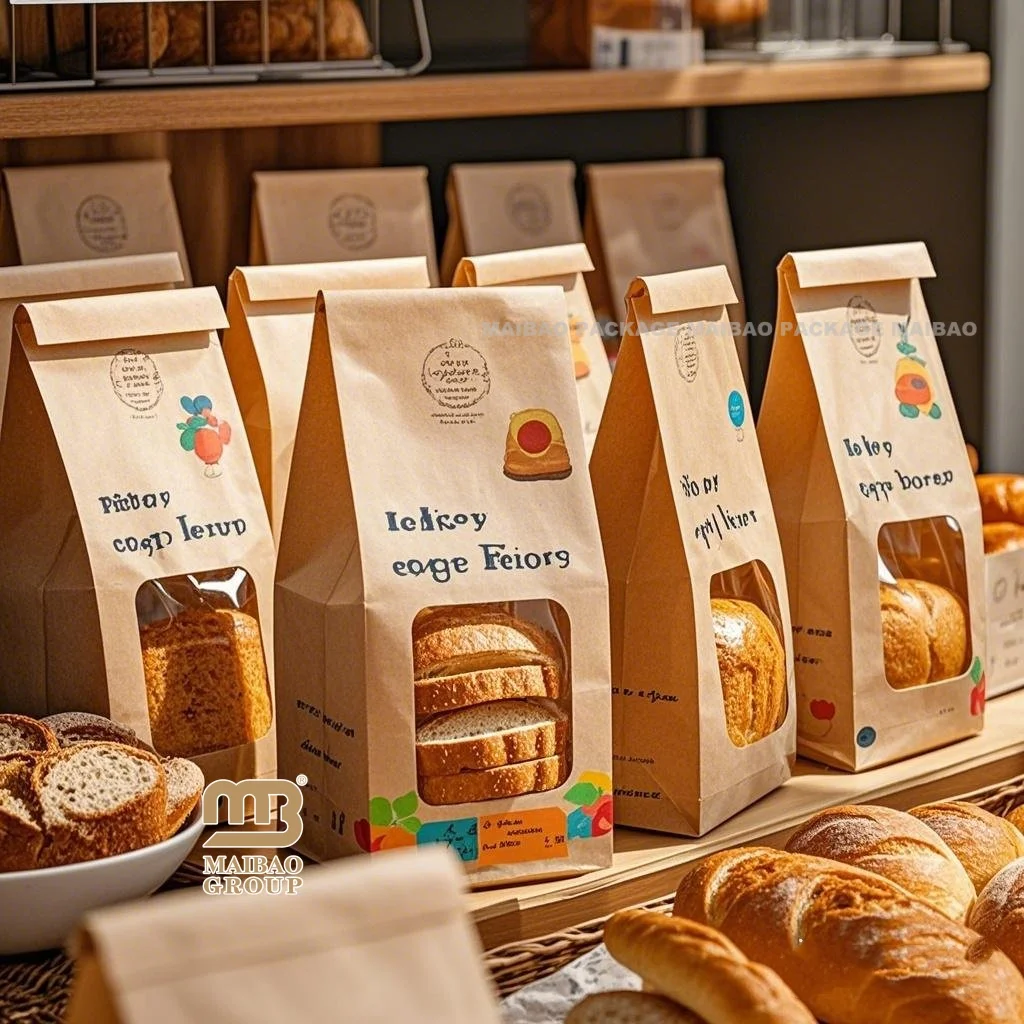 Пищевая вощеная бумага, сумка для закусок для хлеба и печенья для детей, закрывающиеся пакеты для попкорна, изготовленный на заказ пакет из крафт-бумаги с вашим собственным логотипом
