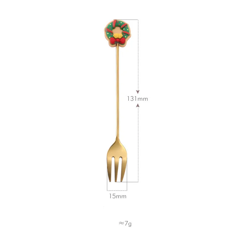 Christmas Cartoon 304 Stainless Steel 4pcs Set Eco-Friendly Gold Silver Fork Spoon for Coffee & Fruit for Giveaways