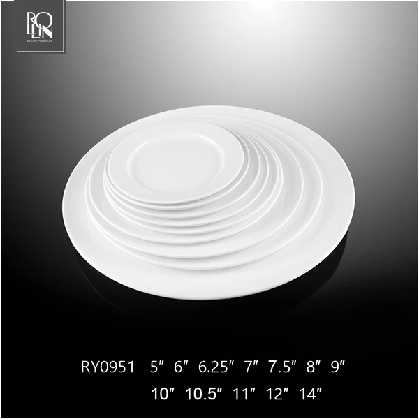 Горячие продажи для отелей и ресторанов, можно мыть в посудомоечной машине, простые белые круглые керамические сервировочные блюда, плоская тарелка 9 дюймов