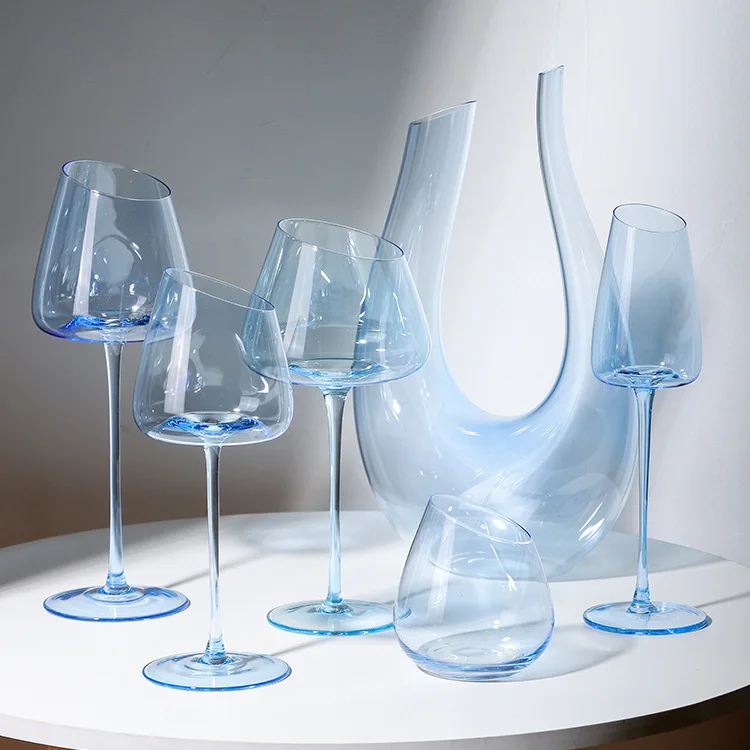 Синие бокалы для вина Роскошные хрустальные бокалы для шампанского оптом Синие
