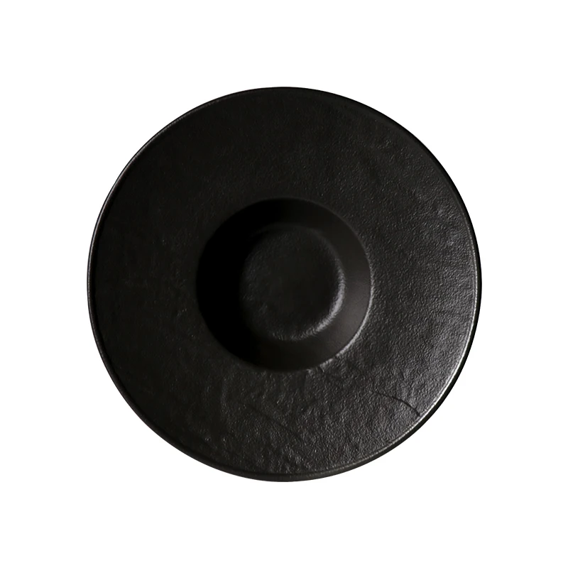 Матовые черные тарелки и миски для макарон, 200 мл, фарфоровая посуда, суповая тарелка с оправой, посуда для ресторана