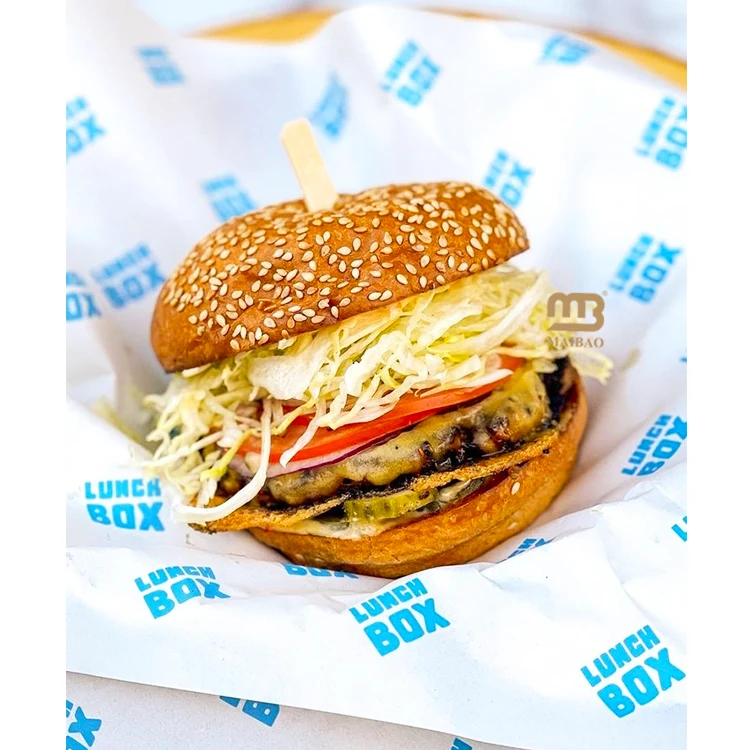 Экологичная оберточная бумага для сэндвичей, упаковочная бумага для гамбургеров с логотипом, крафт-бумага с вощеным покрытием для упаковки пищевых гамбургеров, пиццы