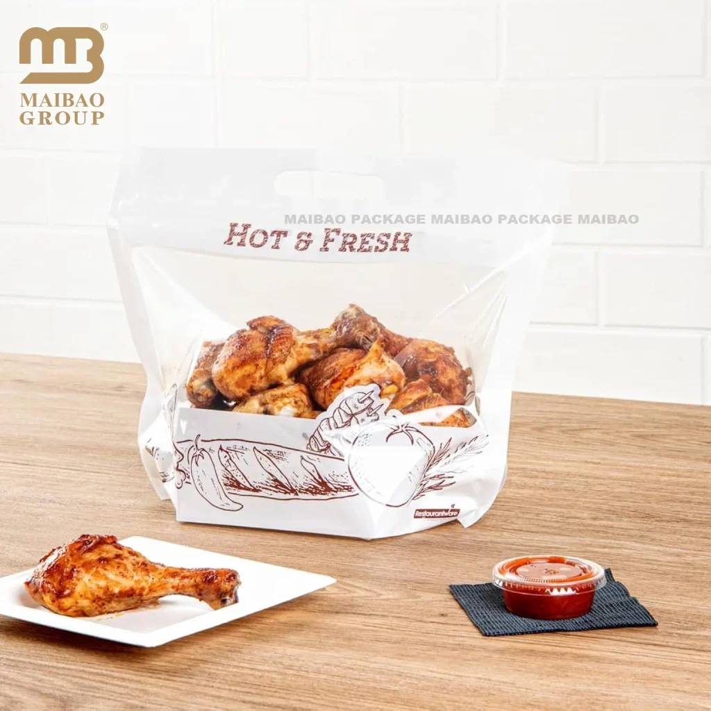 Жиронепроницаемый пластиковый пакет для птицы/индейки/утки с курицей-гриль и антизапотевающими оконными пакетами для упаковки курицы-гриля