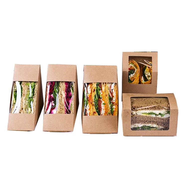 Оптовая торговля сыпучими пончиками для пищевых продуктов, печеньем, круассантерией, упаковкой, изготовленным на заказ логотипом, картонной бумагой, сэндвич-хлебными коробками с окном