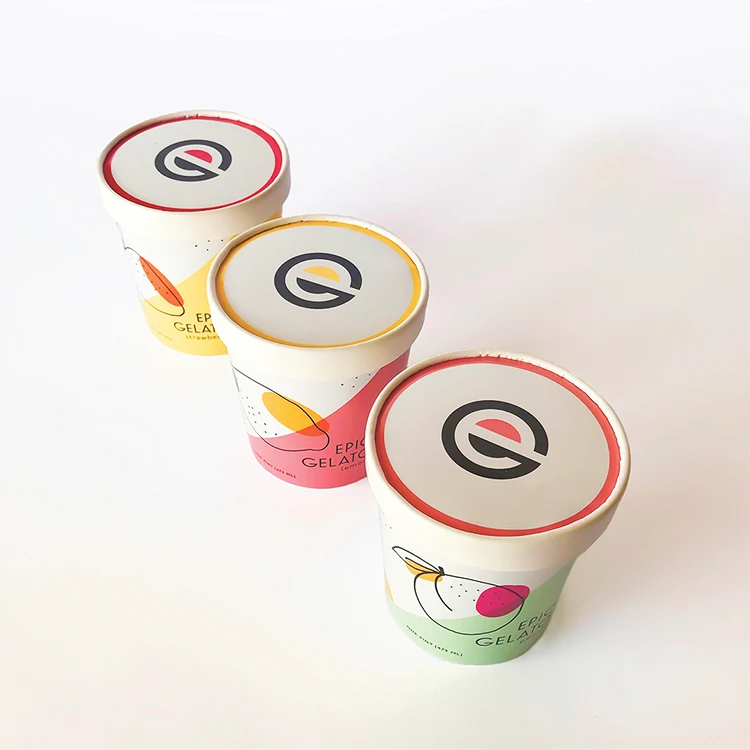 Оптовая продажа производителя экологически чистые одноразовые пищевые контейнеры с принтом на заказ 3 унции 20 унций бумажные стаканчики для чая с молоком и мороженым с крышками