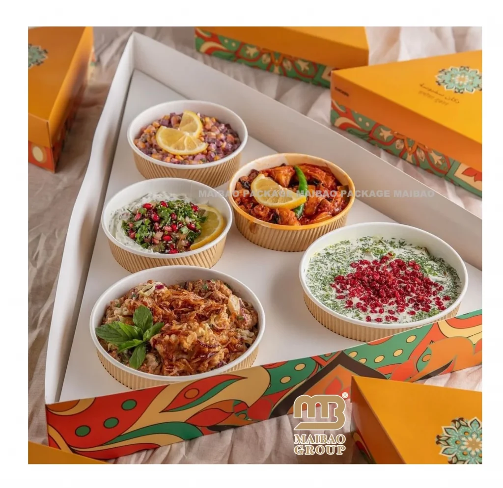 Изготовленные на заказ экологически чистые одноразовые коробки для бенто-того для обеда в Эмиратах для еды, комбинированная упаковка для шаурмы с курицей в Дубае, бумажная коробка для картофеля фри