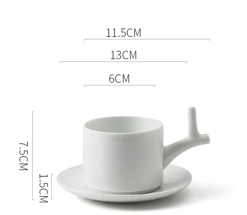 Luxury Creative White Ceramic Coffee Cup and Saucer Set Customizable Coffee Cup for Home & Office