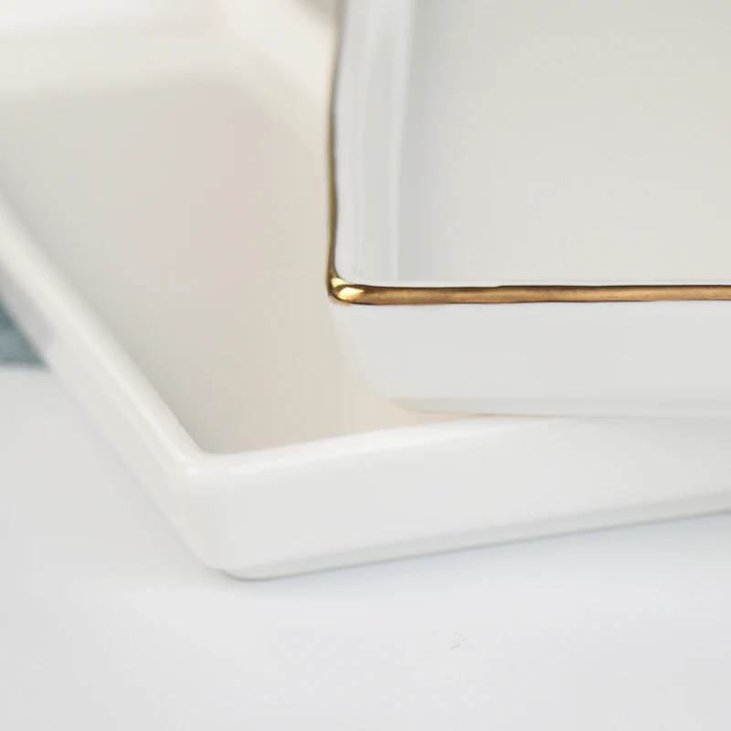 Китайская керамическая посуда, 11-дюймовая тарелка с отделением, 8 в одном, золотая оправа, белая фарфоровая посуда для шведского стола, тарелки, посуда для отеля