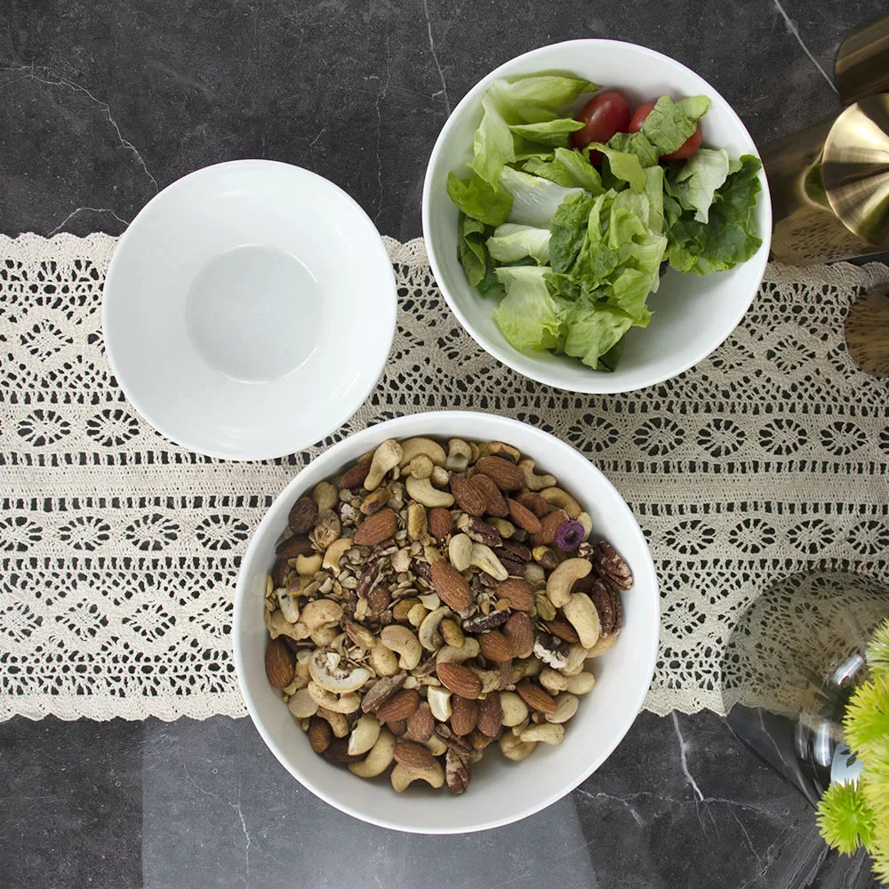 Белые керамические миски, круглые керамические белые фарфоровые миски, миска для сервировки ужина, миска для супа, оптовая продажа керамической посуды