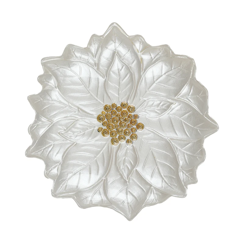 Новый синий лотос, белое стекло, европейское стекло, роскошное зарядное блюдо, белое зарядное устройство для ужина, тарелки