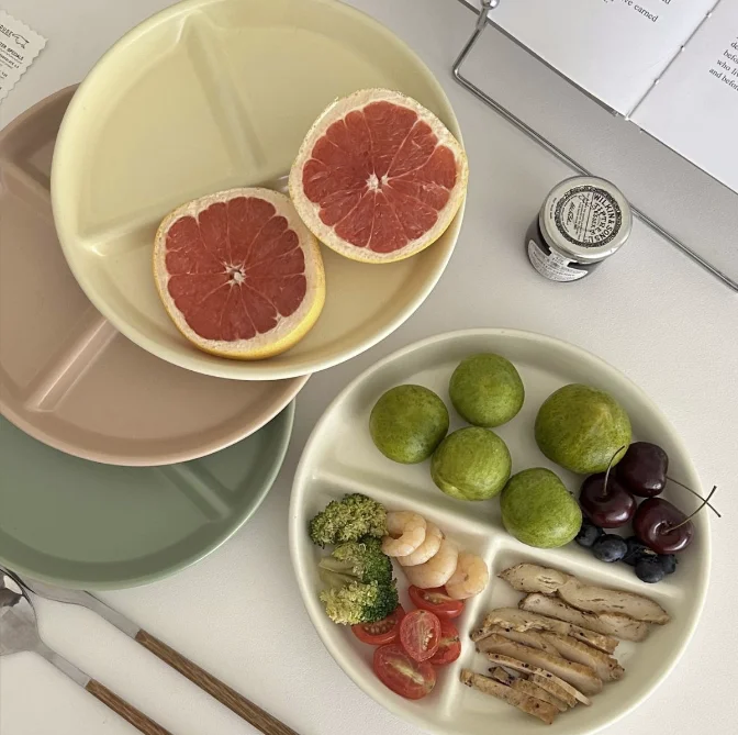 INS Style Round Ceramic Dinner Plate Matte Breakfast Pasta Plate Sustainable Nordic Design Separates Plates for Party