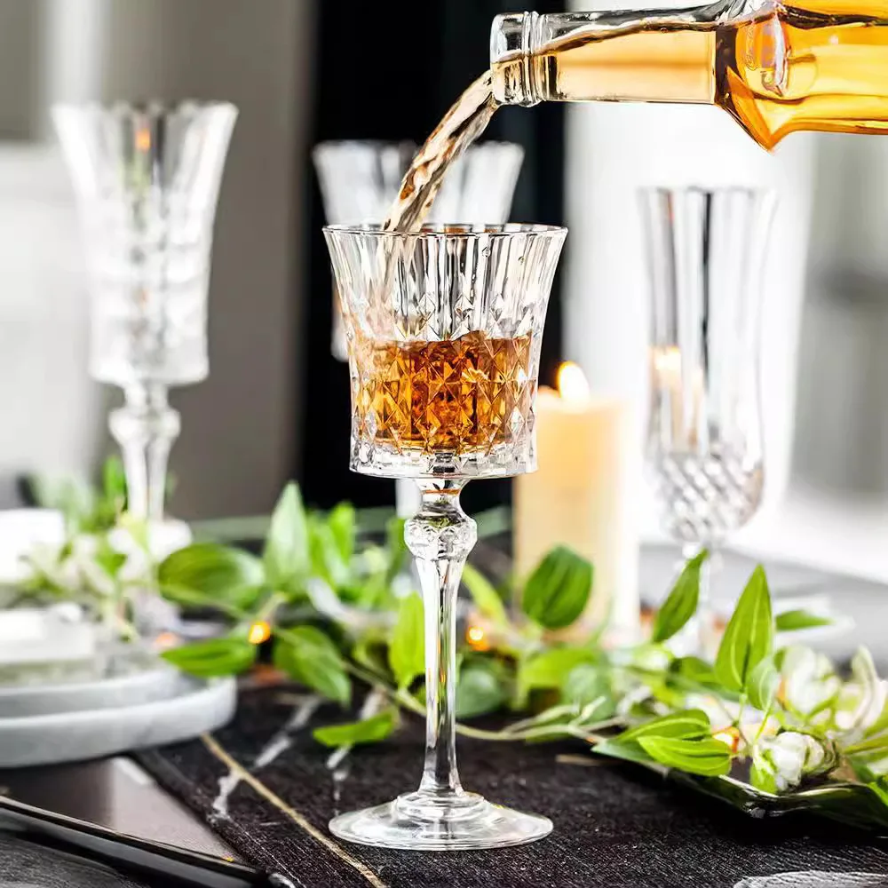 Бокалы для вина с тиснением, кристально прозрачная стеклянная посуда в стиле ретро, флейты, белые бокалы для красного вина, шампанского, бренди, шот