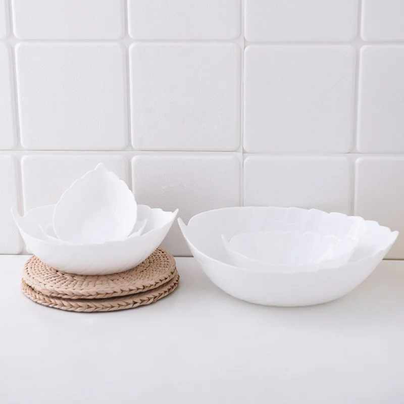 Meanbao Chinbull креативная белая нефритовая фарфоровая миска для супа с лапшой, одноразовая центробежная миска с листьями, салатница из пластика