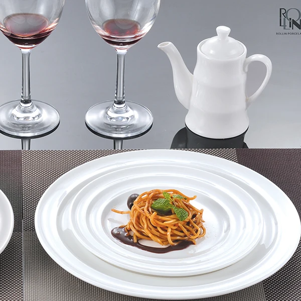 Высококачественная круглая плоская тарелка для спагетти в отеле и ресторане, белая керамическая посуда, набор столовой посуды, принадлежности для отелей