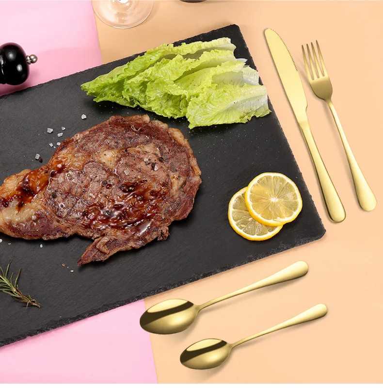 High Quality 24-Piece Stainless Steel Gold Cutlery Set Modern Design Knife Spoon Fork for Parties Sustainable Features