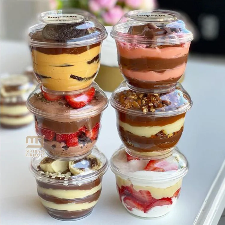Изготовленные на заказ одноразовые прозрачные стаканчики для смузи с крышками, миска для фруктового йогурта, десерта, пластиковый стаканчик для мороженого, пластиковые стаканчики на 20 унций с крышками
