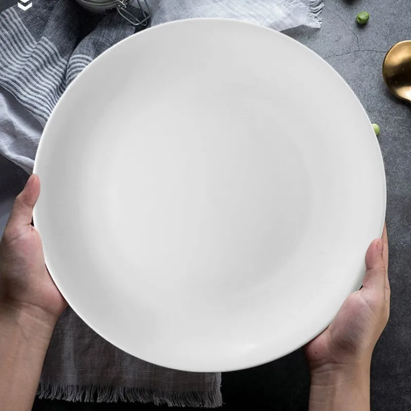Современные 12-дюймовые белые фарфоровые тарелки, посуда, ресторанный ансамбль шведского стола Vaissell, штабелируемые керамические тарелки с индивидуальным принтом