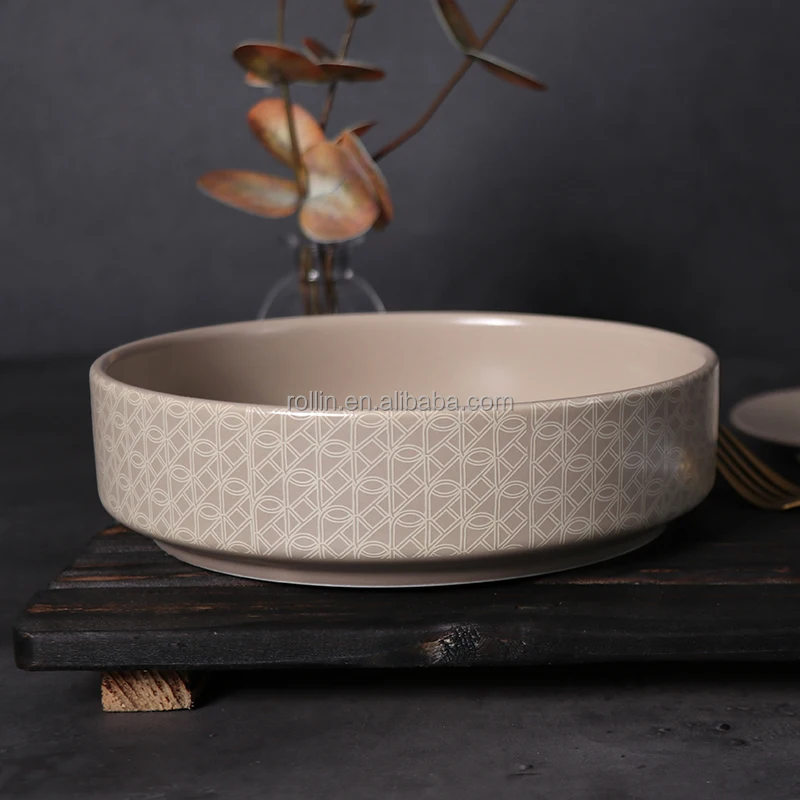 Премиум-бежево-серая обеденная тарелка большого размера, круглая тарелка с кофейной чашкой, роскошный набор столовых приборов на 12 персон, тарелки для столовой