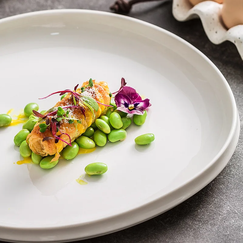 Sustainable Matte Ceramic Stoneware Dinnerware Japandi-Style Solid Pattern Restaurant Pasta Dishes Dessert Plates Party Use