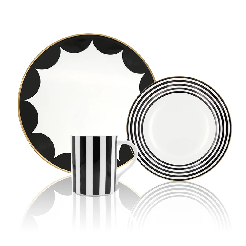 Роскошный комплект посуды Gold Western, роскошный обеденный сервиз из костяного фарфора