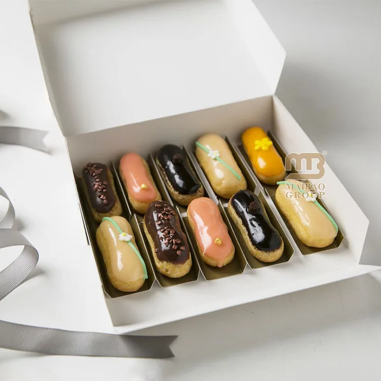 Изготовленная на заказ белая роскошная складная коробка для десерта, моти, пончик, печенье, упаковка для выпечки, эклеры, кондитерские изделия, пищевые экологически чистые коробки на вынос