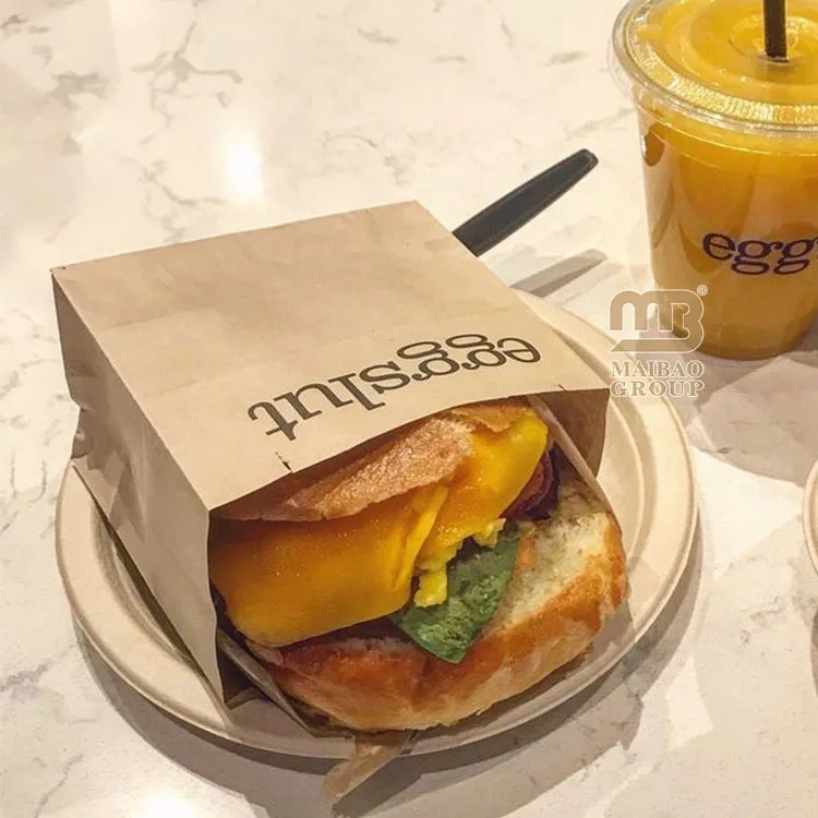 Обед, жиронепроницаемый бумажный пакет для круассана, гамбургера, бранч, полностью яйцо, бургер, сэндвич, упаковка на вынос, крафт-бумажный пакет