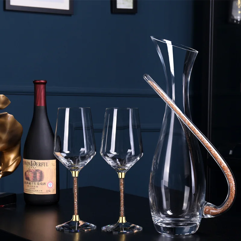 Бокал для вина с золотой ножкой, серебряной ножкой и кристально чистым кронштейном, роскошный хрустальный бриллиант, красивая стеклянная чашка для вина