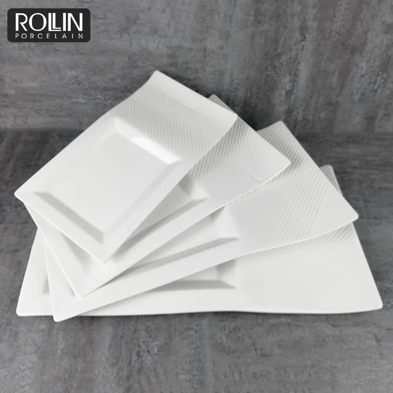 Прямоугольная тарелка для ужина, десертная тарелка тирамису, торт, керамический поднос, ресторанная тарелка, оптовая продажа, фарфоровая тарелка