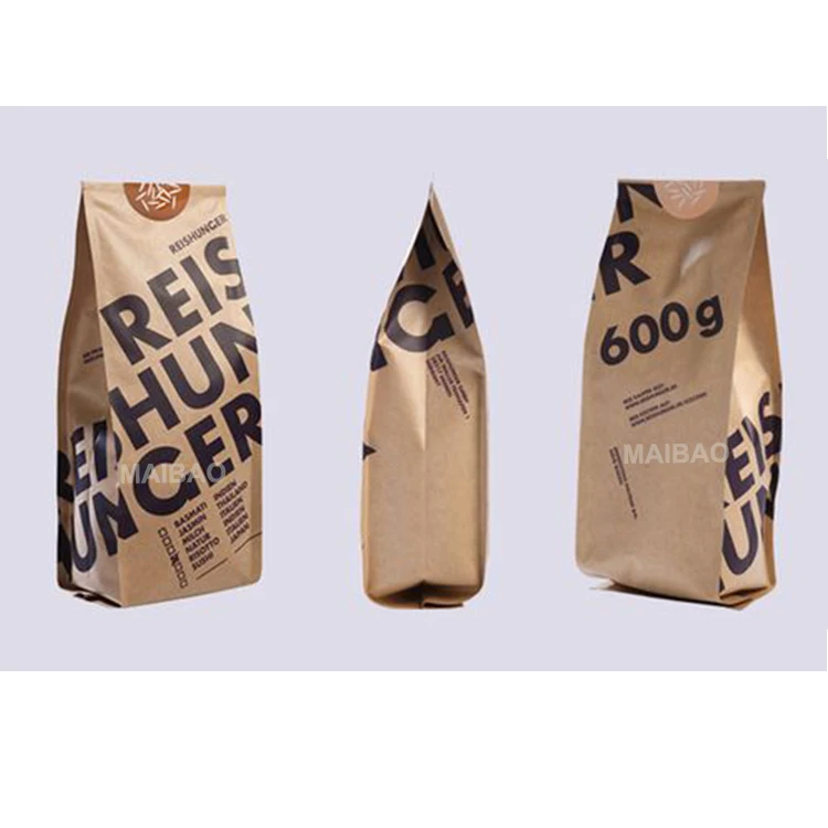 Изготовленные на заказ термосвариваемые крафт-бумаги, алюминиевая фольга, 1 кг, упаковочные пакеты для кофейных зерен, стоячий упаковочный мешок, 1 фунт, кофейный мешок с клапаном