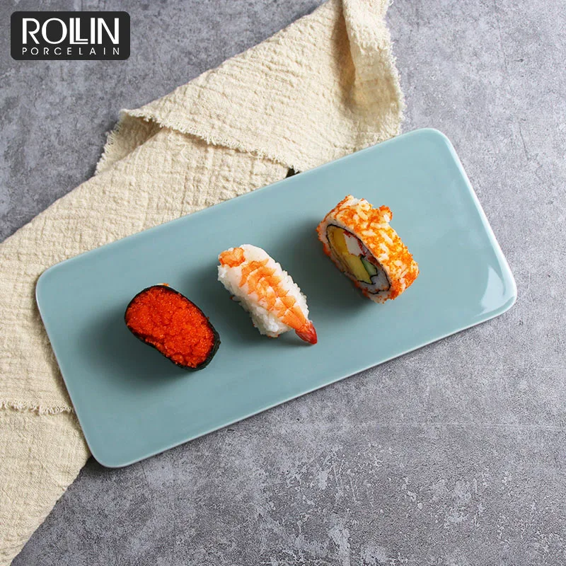 Производитель керамики Chaozhou, посуда для ресторана, керамический светло-голубой обеденный сервиз в японском стиле для ресторана