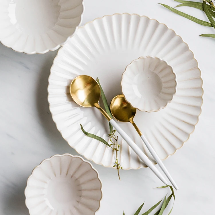 Набор тарелок для ресторана, фарфоровая упаковка на заказ, набор посуды, белая глазурованная керамическая посуда, кухонная утварь, объемные тарелки