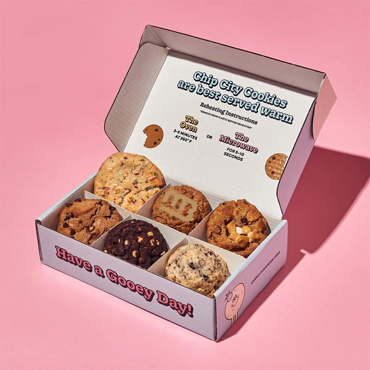 Складная плоская картонная коробка для мини-пончиков, роскошная упаковочная коробка для миндального печенья, розовый круассан, кондитерские изделия, пекарня, торт, бумажная коробка