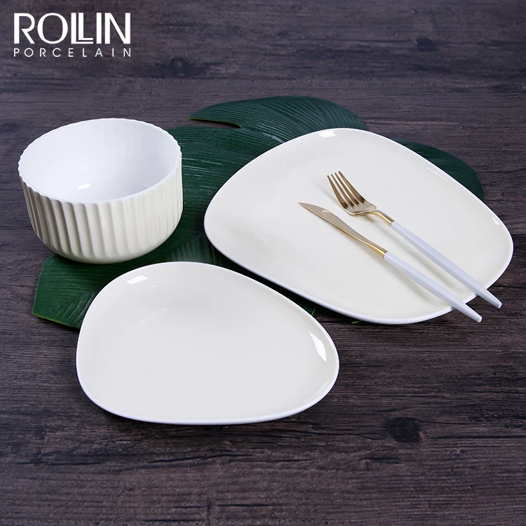 Отель Ресторан Используемая Цветная Глазурованная Банкетная Свадебная Обеденная Тарелка Набор Керамическая Фарфоровая Цветная Посуда