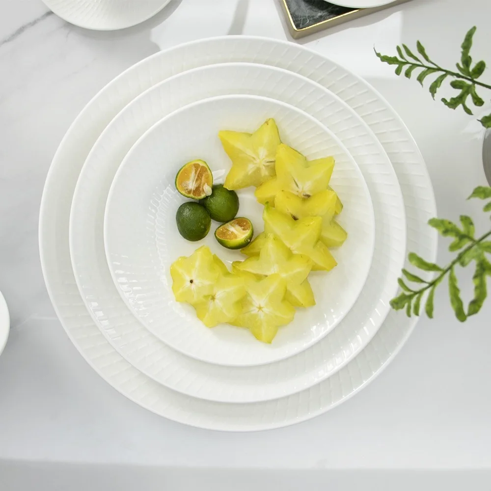 Оптовая продажа керамических белых тарелок, обеденных блюд, наборов посуды для ресторана отеля