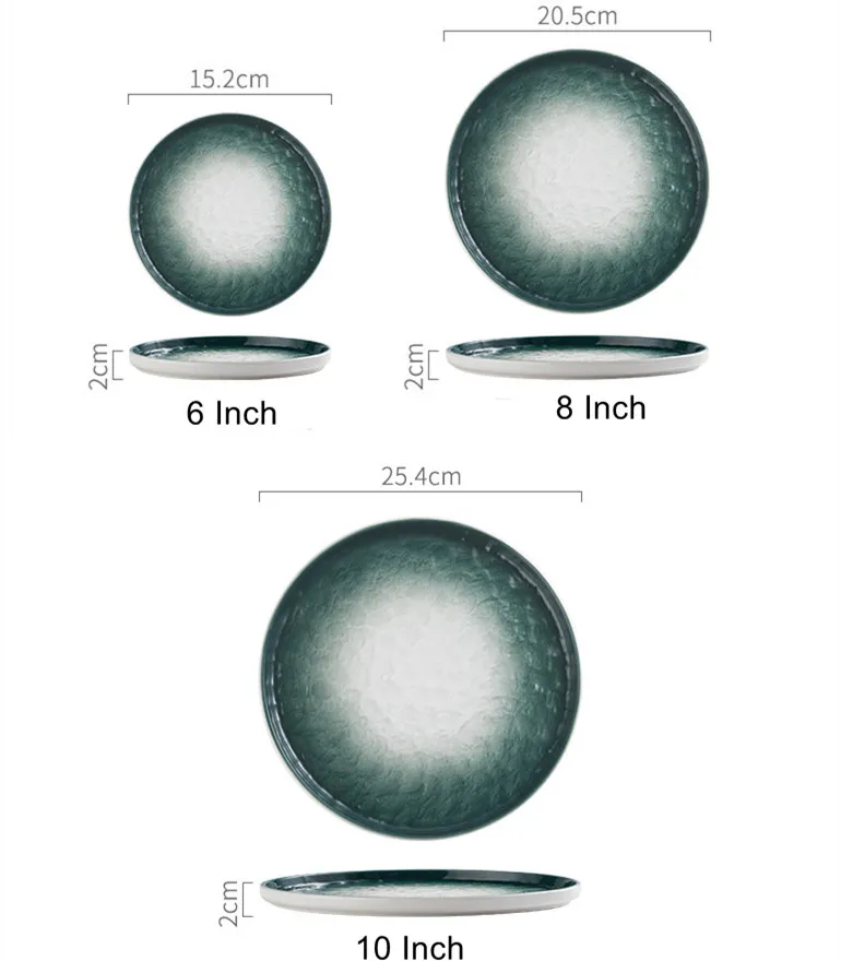 Nordic Gradient Marble Dinner Dishes Stone Pattern Round Customized Ceramic Plate Dessert Steak Pizza Plates