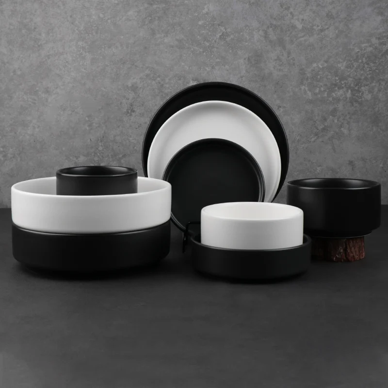Oem Star Hotel Ресторан Посуда Кейтеринг Белая посуда Блюдо Суповая миска Черная фарфоровая керамическая миска для лапши Psata