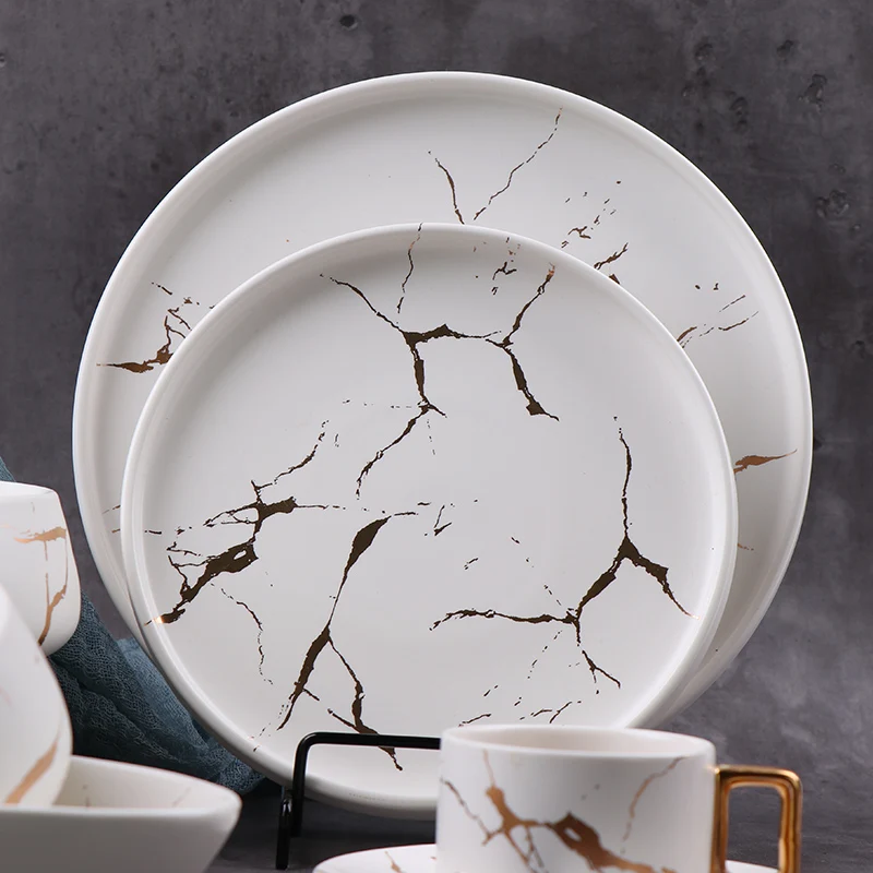 Оптовые матовые белые пластины, мраморные пластины для зарядного устройства, золотые таблички для отелей и дома