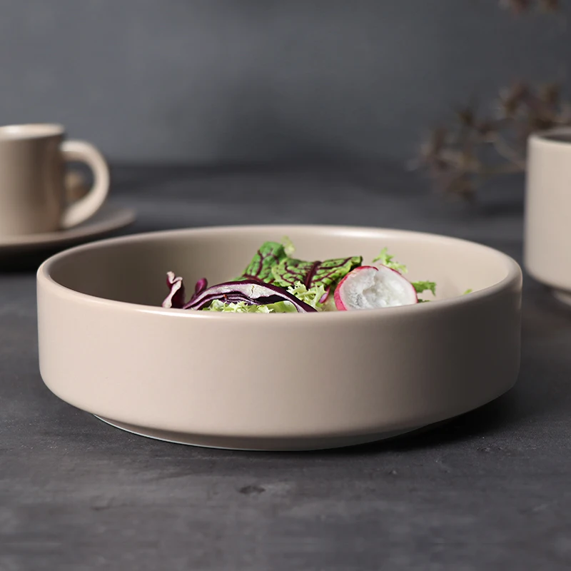 Минималистский обеденный набор с высокой оправой, керамические тарелки 8 дюймов, использование посуды для ресторана для гостиницы