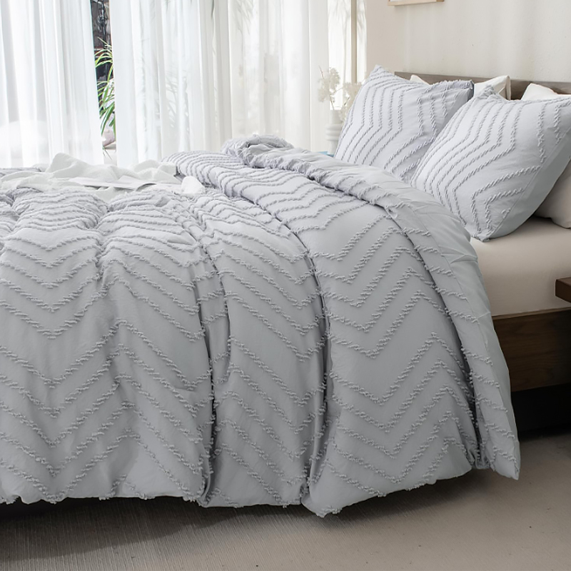 Προσαρμοσμένο εξαιρετικά μαλακό σετ κρεβατοκάμαρας 3 τεμ. Πολλαπλά μεγέθη Υψηλής ποιότητας Ζεστό φουντωτό πολυεστερικό πάπλωμα πλήρωσης, γκρι