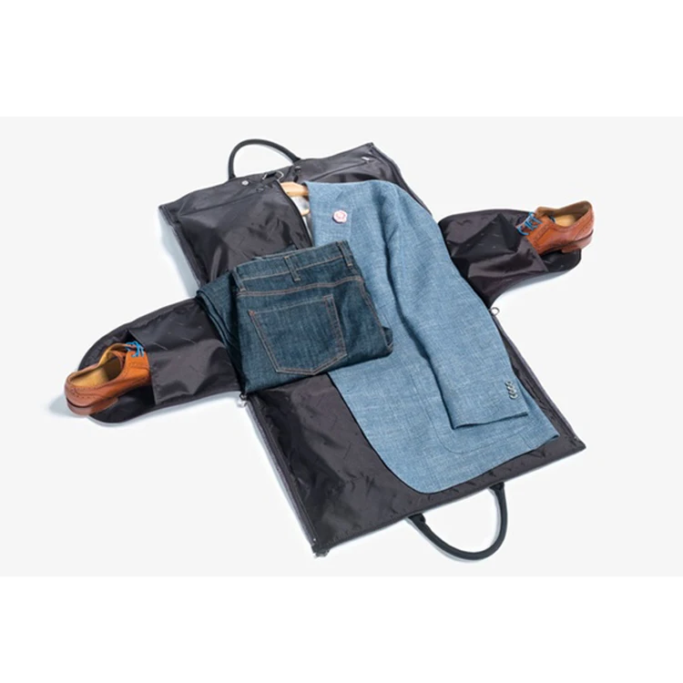 Изготовленный на заказ черный, розовый, фиолетовый, экологически чистый стандартный размер 2 в 1, складной костюм продавца на боковой молнии, нетканая сумка для одежды с вешалкой