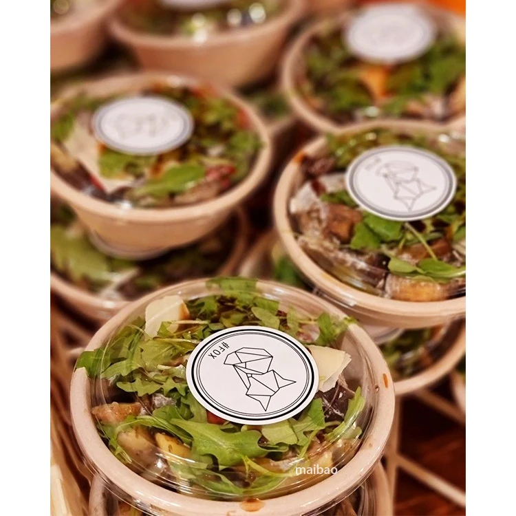 Большая салатница, 24 унции, бумажная миска для здоровых закусок, с крышкой, с индивидуальной печатью, одноразовая суповая миска из крафт-бумаги, 36 унций для повседневного обеда